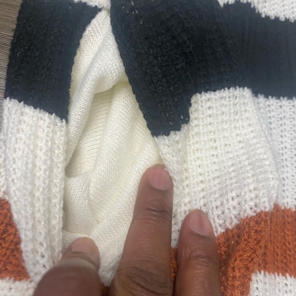 Striped Open Front Cardigan by KRISTIN NICOLE, Earth colors With Pockets L - Picture 7 of 8